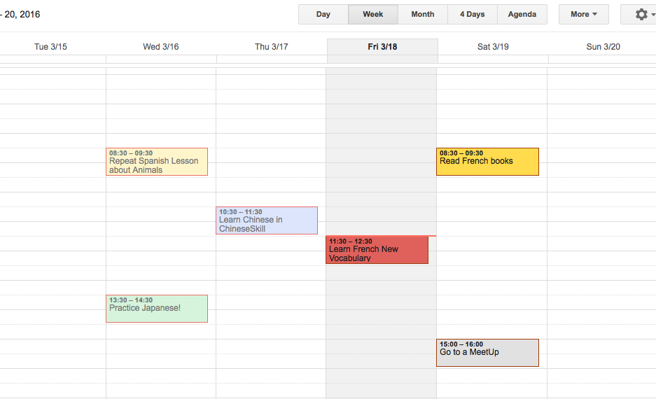 google calendar - schedule your learning
